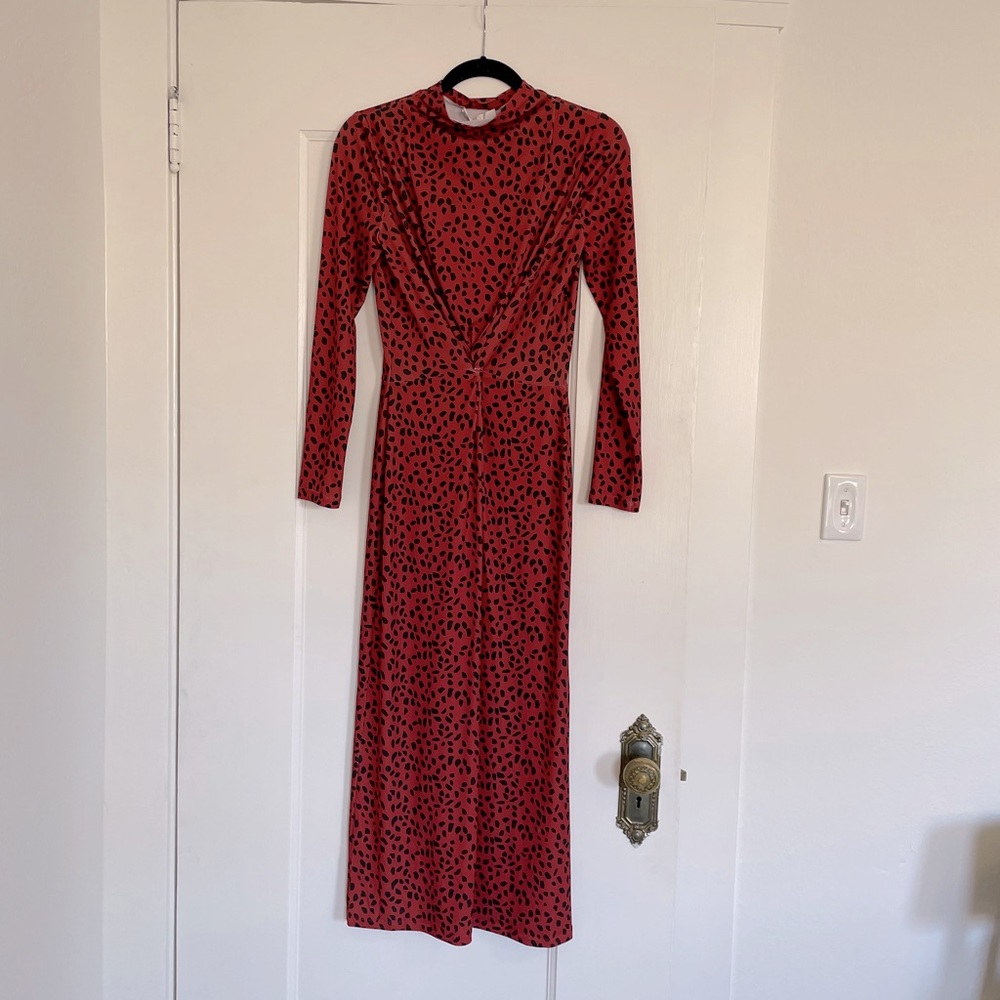 Twist front animal print midi